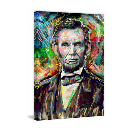 Lincoln In Color Painting Print // Wrapped Canvas (12"W x 18"H x 1.5"D)