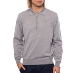Zip Polo Sweater // Grey (L)