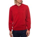 Zip Polo Sweater // Red (M)