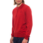 Zip Polo Sweater // Red (2XL)