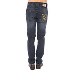 Double Embroidered Jean // Faded Mid Wash (56)