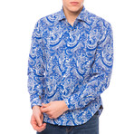 French Relaxed Fit Shirt // Blue Paisley (41)