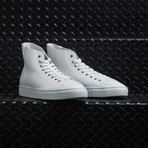 Hi Top Sneaker // White + Maroon (Euro: 42)