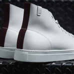 Hi Top Sneaker // White + Maroon (Euro: 42)