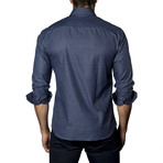 Micro Check Long Sleeve Shirt // Blue + Black (S)