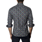 Micro Feather Long Sleeve Shirt // Navy + Multi (S)