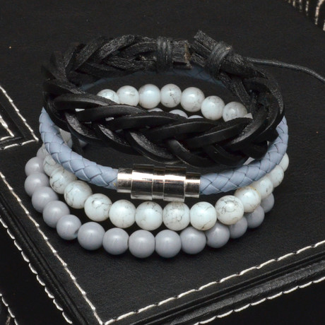 Aqua Grey Bracelet Set // 4 Pack