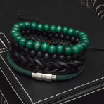 Green + Black Bracelet Set // 4 Pack