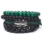 Green + Black Bracelet Set // 4 Pack