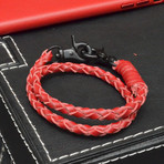 Red + Black Leather Bracelet Set // 3 Pack