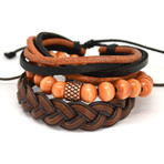 Wood + Leather Bracelet Set // 3 Pack