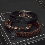 Black + Brown Bracelet Set // 3 Pack