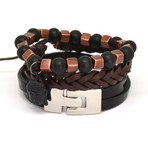 Black + Brown Bracelet Set // 3 Pack