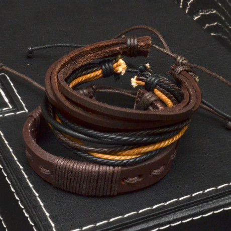 Leather Pull-Closure Bracelet Set // 3 Pack