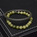 Jade + Leather Bracelet Set // 2 Pack