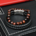 Red Tiger Eye Leather Bracelet