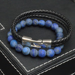 Lapis Lazuli and Leather Bracelet // 2 Pack