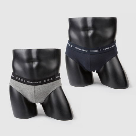 Stripe Logo Brief // Navy + Grey // Pack of 2 (S)