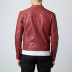 Classic Zip Leather Jacket // Oxblood Red (2XL)