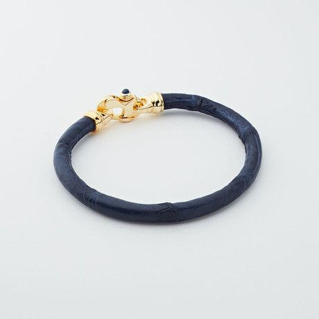 Alligator Bracelet // Dark Blue + Gold (Large)