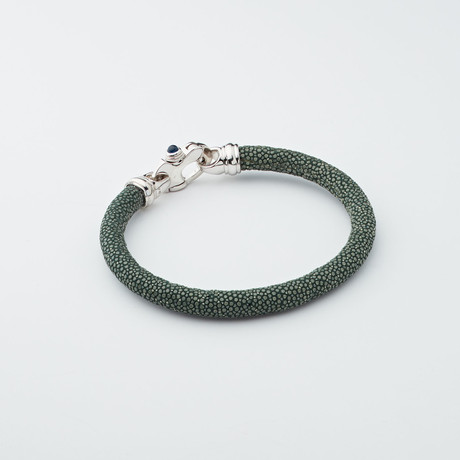 Stingray Bracelet // Deep Green + Silver (Large)
