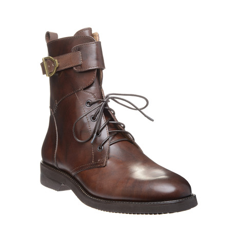 Smooth Calf Strap Lace-Up Boot // Brown (US: 8)