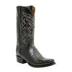 Ultra Belly Caiman Crocodile Embroidered Western Boot // Black // EE (Wide) (US: 9)