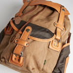 Tapa Two Tone Canvas Backpack // Brown
