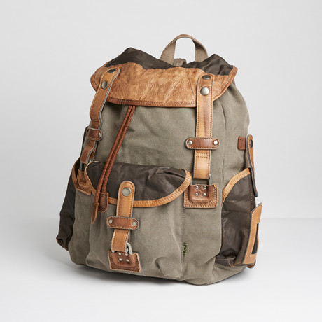 Tapa Two Tone Canvas Backpack // Grey