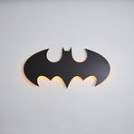 Batman Logo // Floating Metal Wall Art // LED Backlit (20"W x 10"H x 1"D)