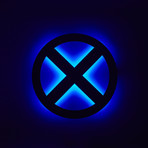 X-MEN Logo // Floating Metal Wall Art // LED Backlit (23"W x 23"H x 1"D)