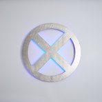 X-MEN Logo // Floating Metal Wall Art // LED Backlit (18"W x 18"H x 1"D)