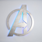 Avengers Logo // Floating Metal Wall Art // LED Backlit