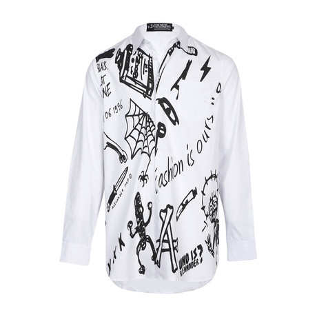 Garfield Graffiti Long Sleeve Shirt // White (S)
