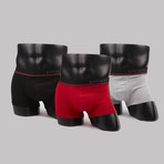 Solid Brazilian Trunks // Heather Grey + Intensity + Black // Pack of 3 (XL)