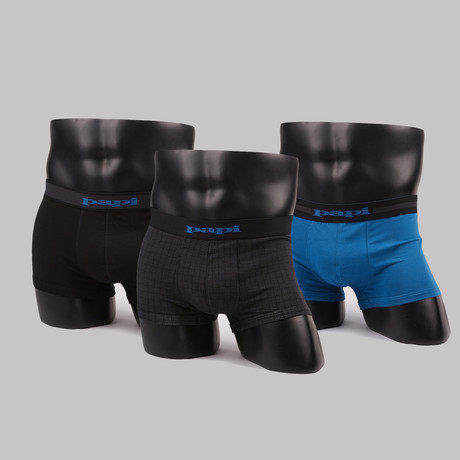 Cotton Stretch Trunk // Deep Iron + Blue + Navy // Pack of 3 (S)