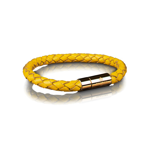 Leather Bracelet 6mm // Gold + Yellow