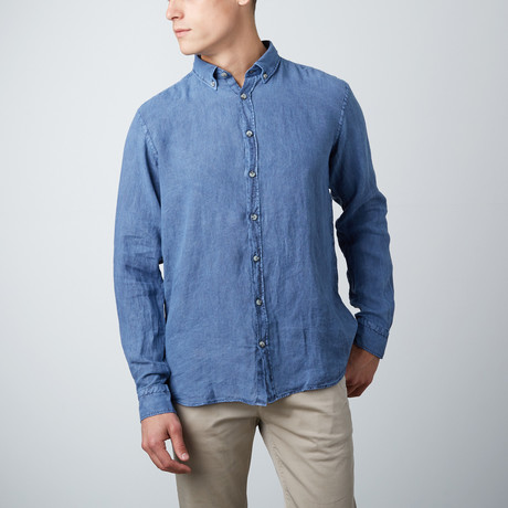 Portland Button-Up Shirt // Navy (XS)