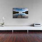 Dock In Lake Mapourika With Mist Rising Off Water (26"W x 18"H x 0.75"D)