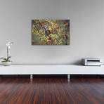 Northern Saw-Whet Owl Perching In A Wild Rose Bush (26"W x 18"H x 0.75"D)