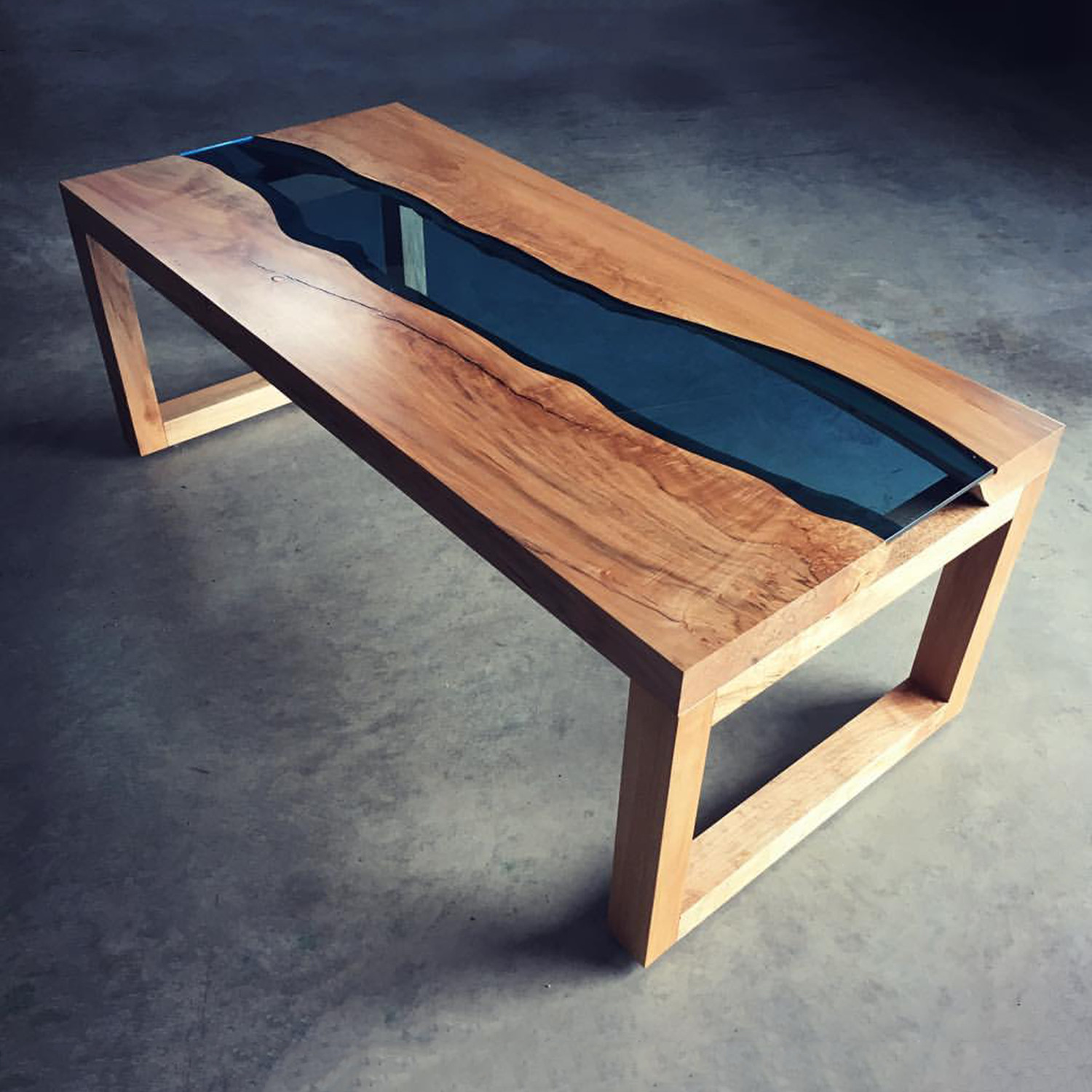 River Series Coffee Table // Big Leaf Maple + Dark Blue ...