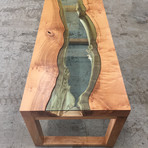 River Series Coffee Table // Big Leaf Maple + Light Green Glass