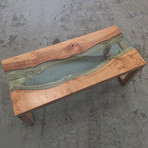 River Series Coffee Table // Big Leaf Maple + Light Green Glass