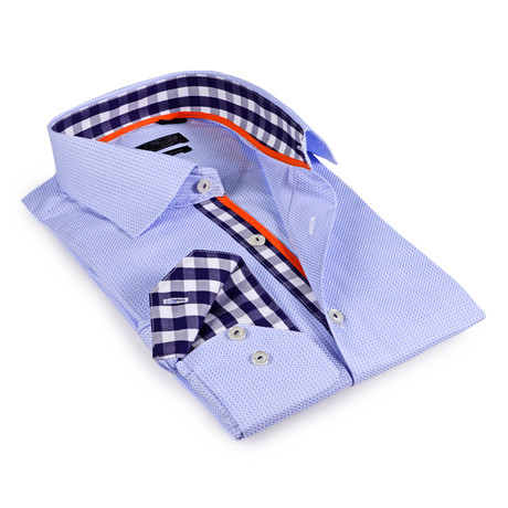 Gingham Button-Up Shirt // Light Blue (S)