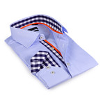 Gingham Button-Up Shirt // Light Blue (L)