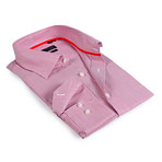 Textured Collar Button-Up Shirt // Red (S)