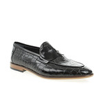 Pointed Crocodile Penny Loafer // Black (Euro: 41)