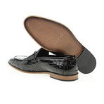 Pointed Crocodile Penny Loafer // Black (Euro: 41)