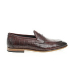 Pointed Crocodile Penny Loafer // Claret Red (Euro: 42)