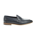 Pointed Crocodile Penny Loafer // Navy Blue (Euro: 43)